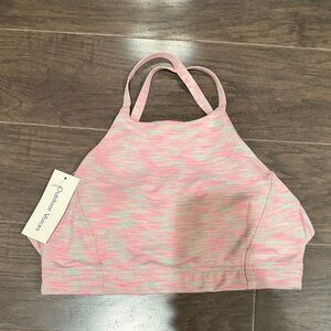 Outdoor Voices Pink and Green High-Neck Bra